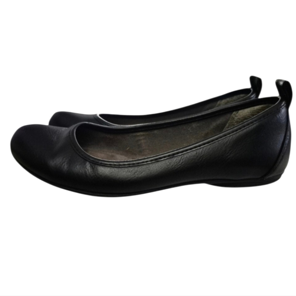 Vintage 7 Eight Black Vegan Leather Round Toe Ballet Flats - Size 7M